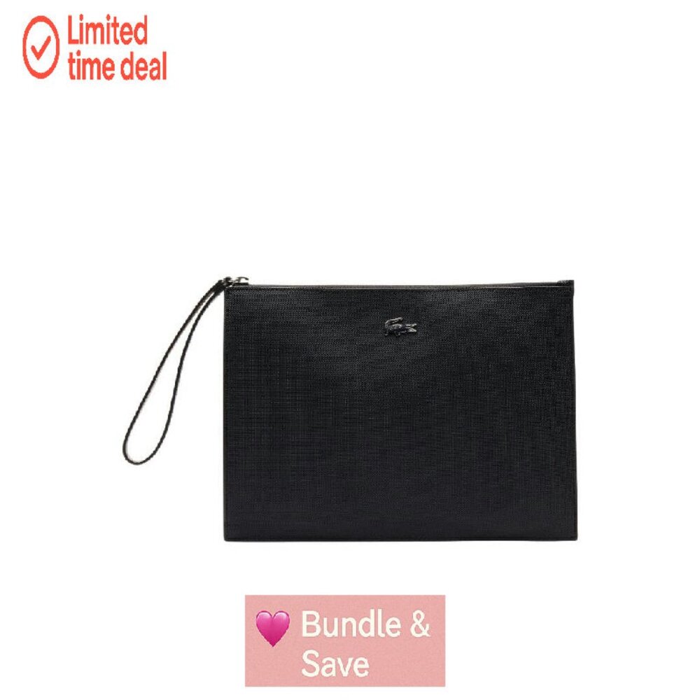 Petit Piqué Canvas Clutch with Wrist Loop, 11" x 7.8"